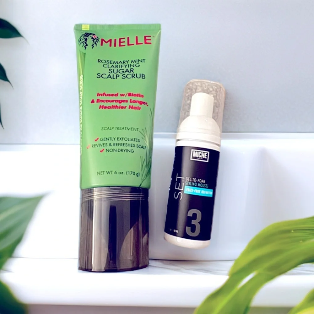 🌿MIELLE Rosemary Mint Sugar Scalp Scrub & Miche Set Gel-to-Foam Mousse